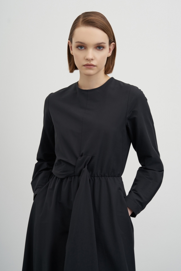 Miori - Miori Colore Pamuklu Elbise Siyah