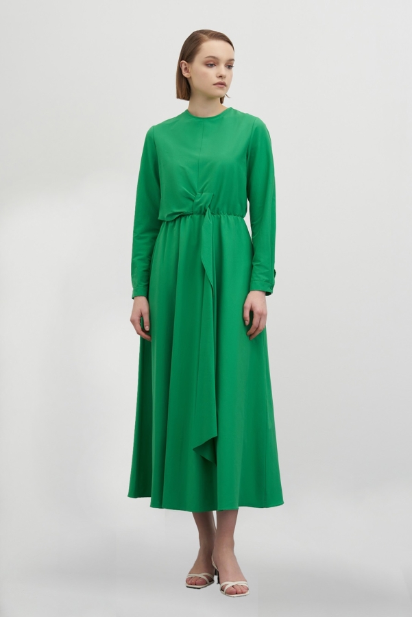 Miori - Miori Colore Pamuklu Elbise Yeşil
