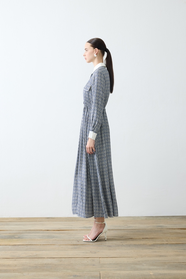 Miori Dove Rayon Viskon Elbise Mavi