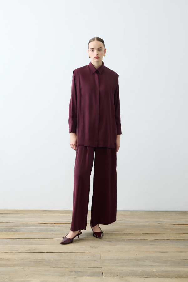 Miori Enna Pantolonlu Modal Takım Bordo