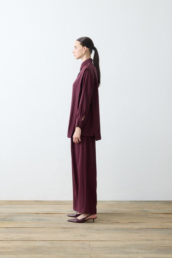 Miori Enna Pantolonlu Modal Takım Bordo