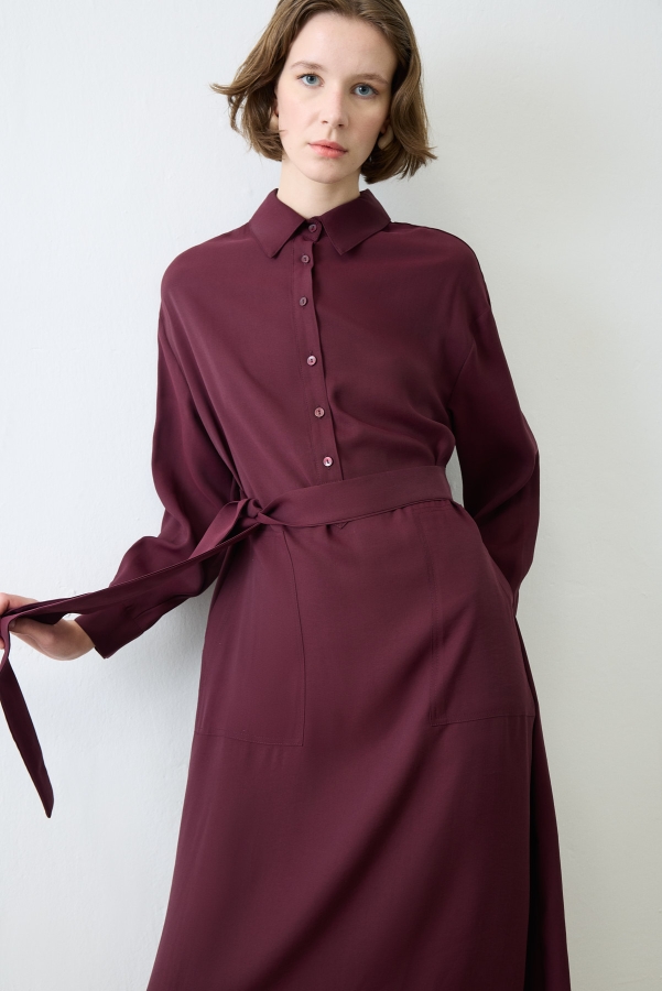 Miori Monaco Modal Elbise Bordo