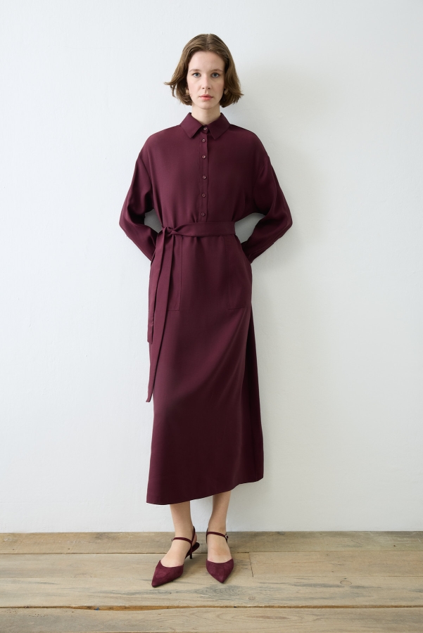 Miori Monaco Modal Elbise Bordo