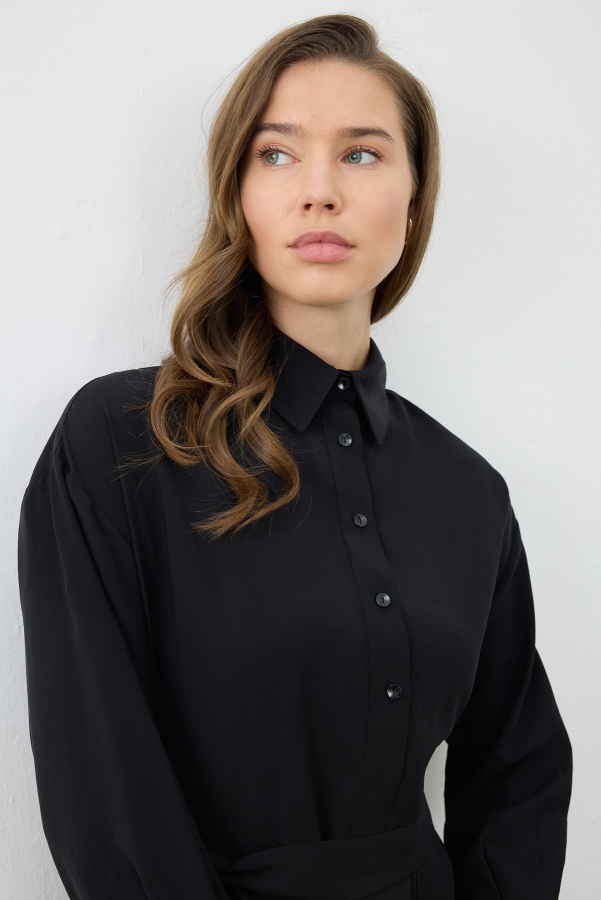 Miori Monaco Modal Elbise Siyah