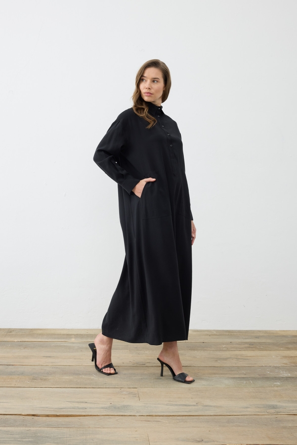 Miori Monaco Modal Elbise Siyah