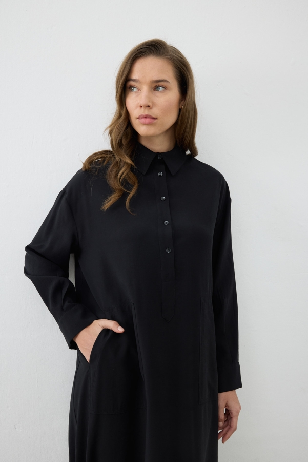 Miori Monaco Modal Elbise Siyah