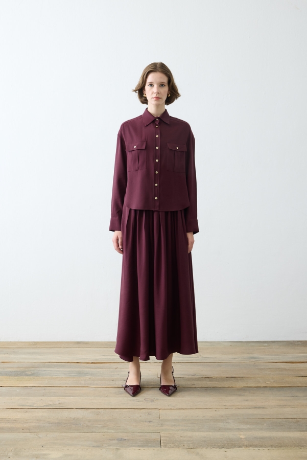 Miori - Miori Ombre Etekli Modal Takım Bordo
