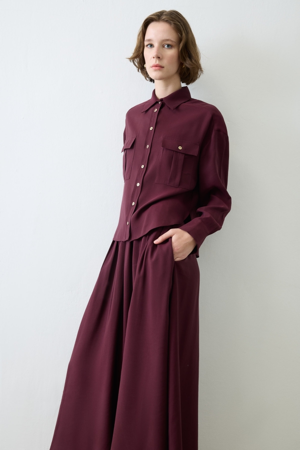 Miori Ombre Etekli Modal Takım Bordo