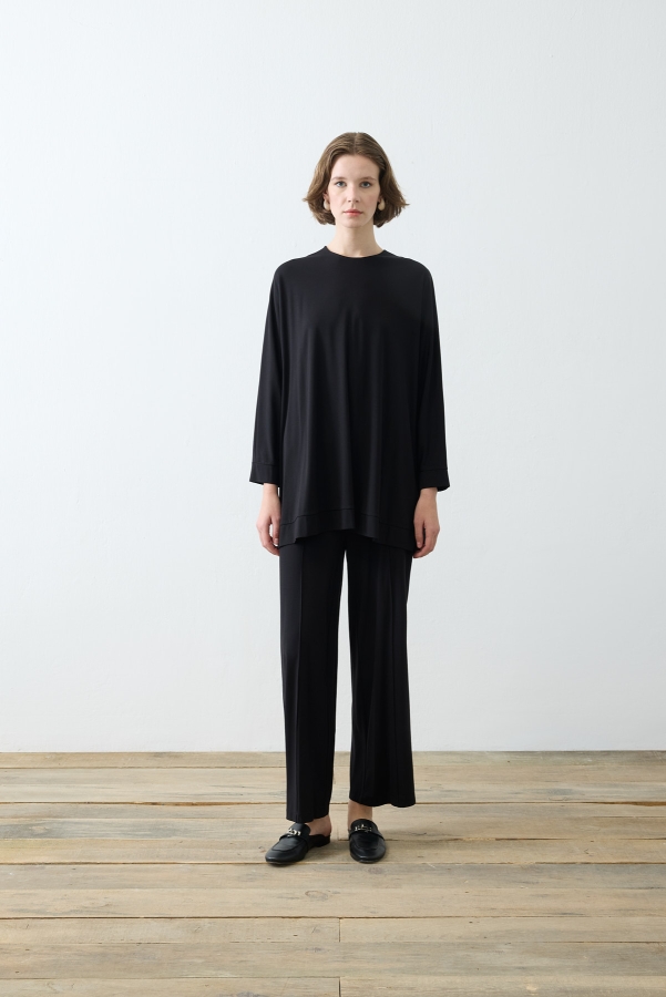 Miori - Miori Parma Rayon Modal Pantolonlu Takım Siyah