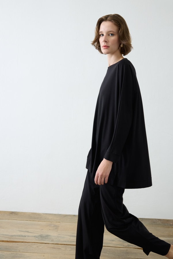 Miori Parma Rayon Modal Pantolonlu Takım Siyah