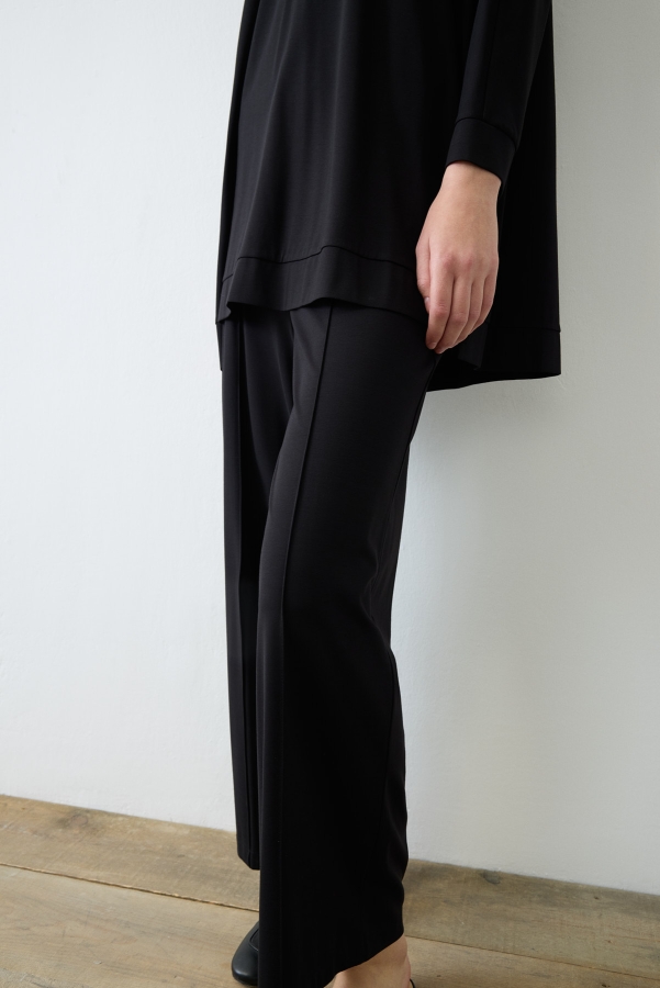Miori Parma Rayon Modal Pantolonlu Takım Siyah