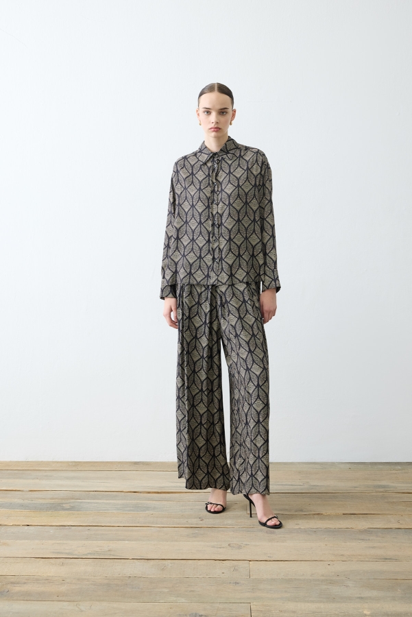 Miori Torino Pantolonlu Rayon Viskon Takım Siyah