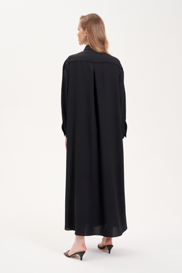 Miori Vitoria Krep Elbise Siyah
